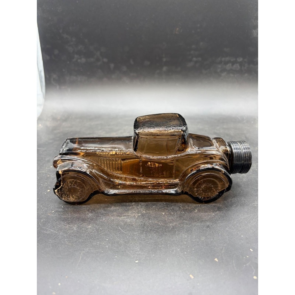 Vintage Avon Amber Glass Car Decanter 1930s Coupe Cologne Bottle Collectible
